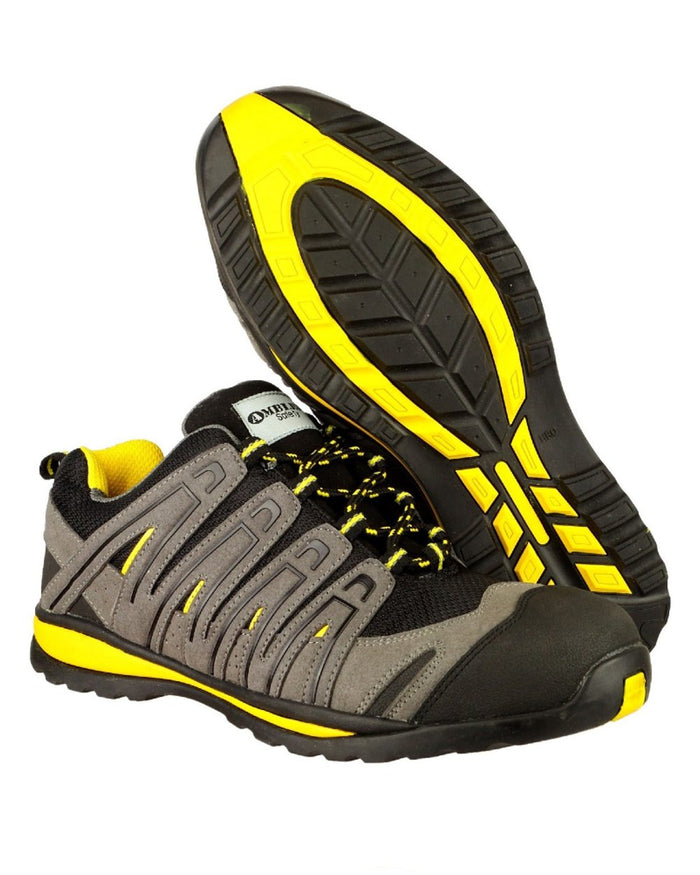 Black Coloured Amblers Safety FS42C Safety Trainer on a white background #colour_black