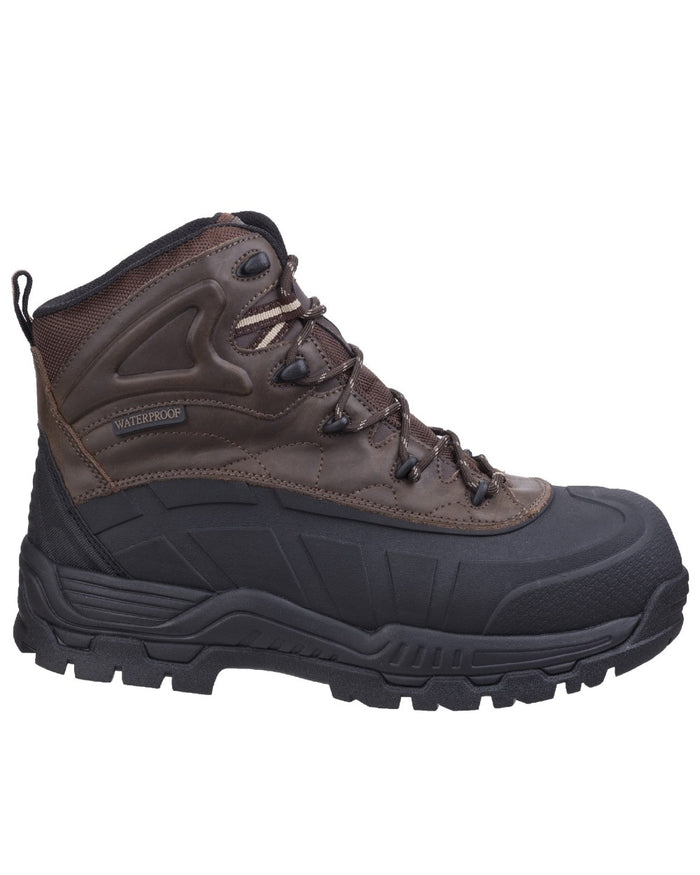 Brown Coloured Amblers Safety FS430 Orca Hybrid Waterproof Non-Metal Safety Boots on a white background #colour_brown