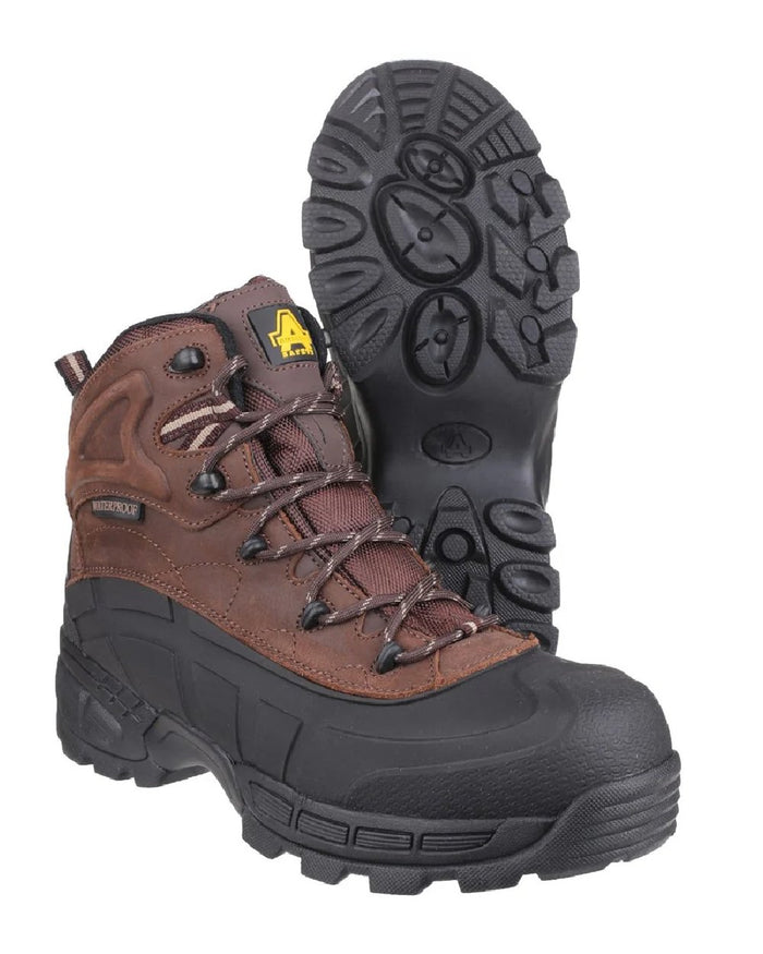 Brown Coloured Amblers Safety FS430 Orca Hybrid Waterproof Non-Metal Safety Boots on a white background #colour_brown
