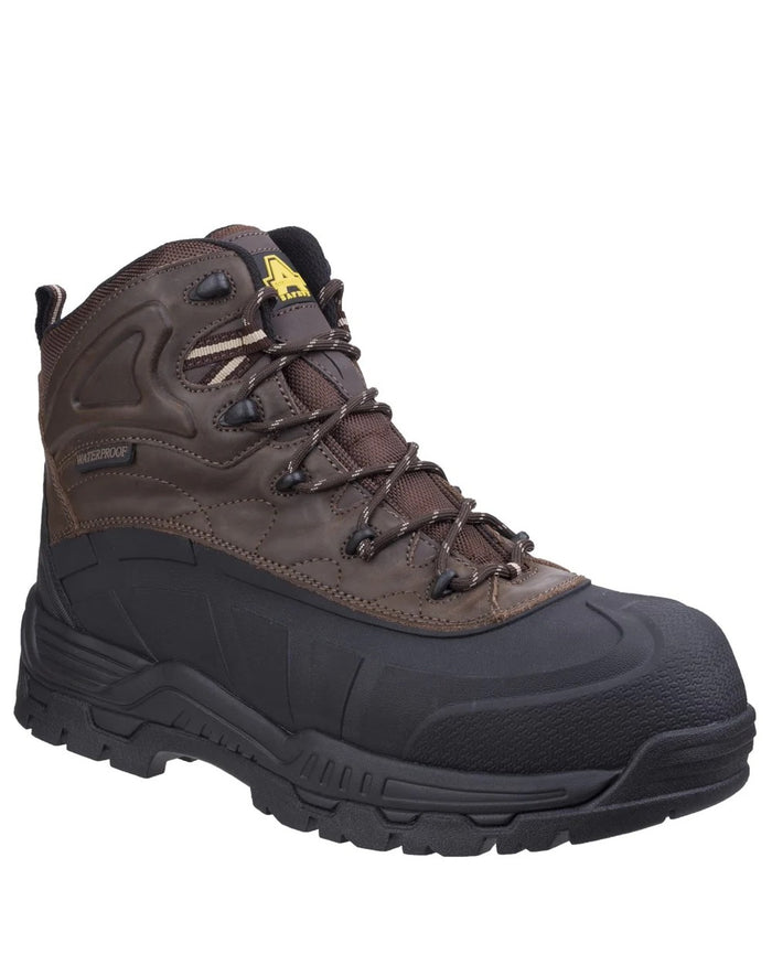 Brown Coloured Amblers Safety FS430 Orca Hybrid Waterproof Non-Metal Safety Boots on a white background #colour_brown