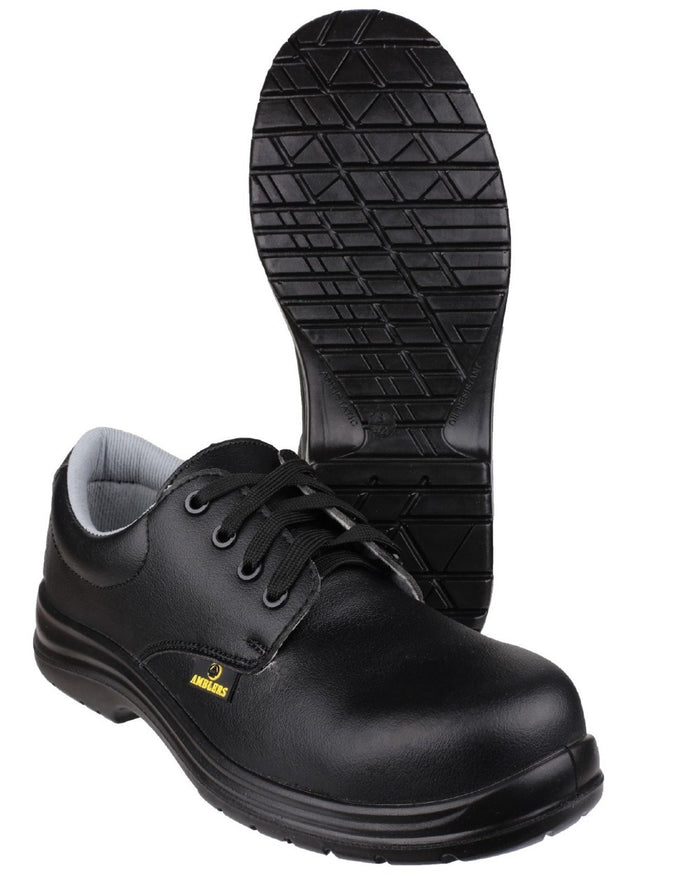 Black Coloured Amblers Safety FS662 Safety Shoe on a white background #colour_black