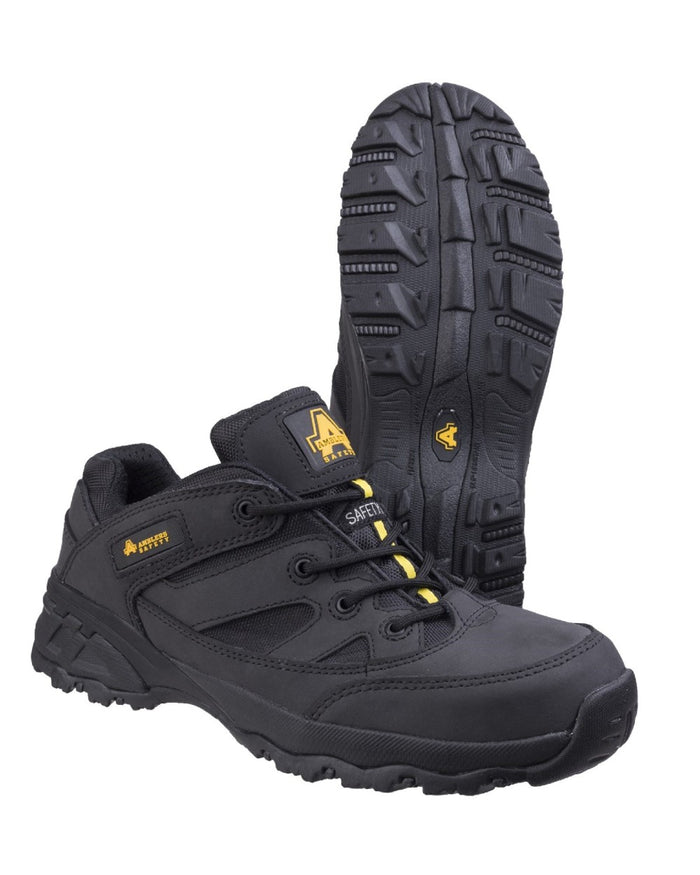 Black Coloured Amblers Safety FS68C Fully Composite Metal Free Safety Trainer on a white background #colour_black