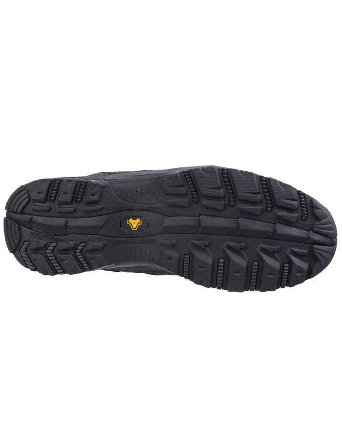 Black Coloured Amblers Safety FS68C Fully Composite Metal Free Safety Trainer Sole on a white background #colour_black