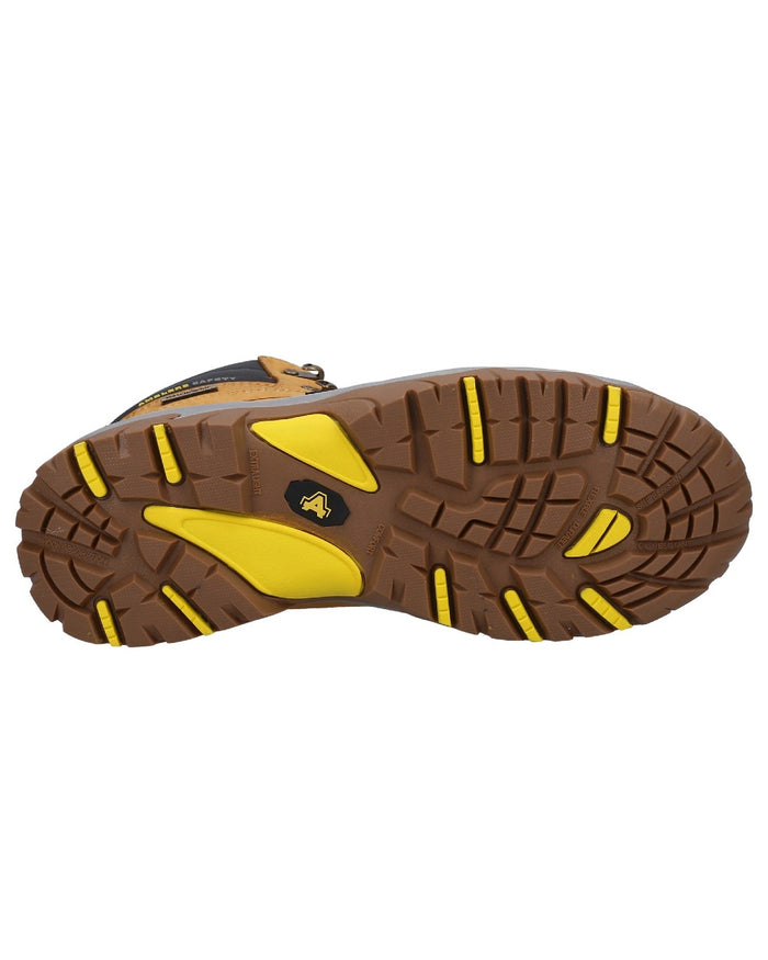Honey Coloured Amblers Safety FS986 Waterproof Safety Boots on a white background #colour_honey
