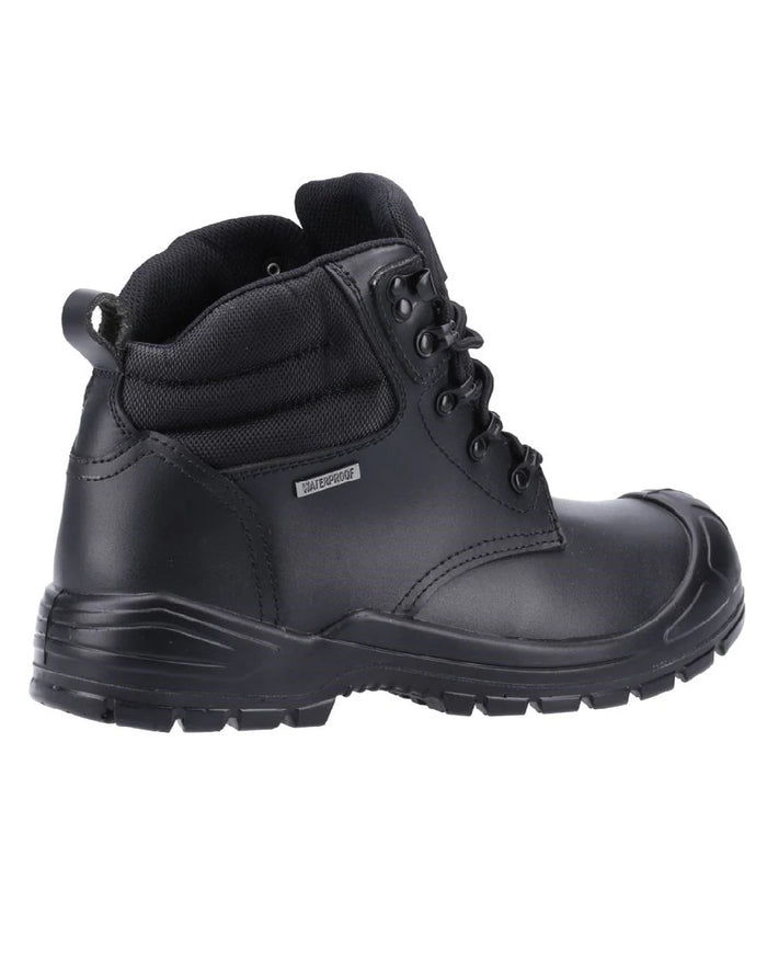 Black coloured Amblers Safety Mens AS241 Waterproof S3 SRC Safety Boots on white background #colour_black