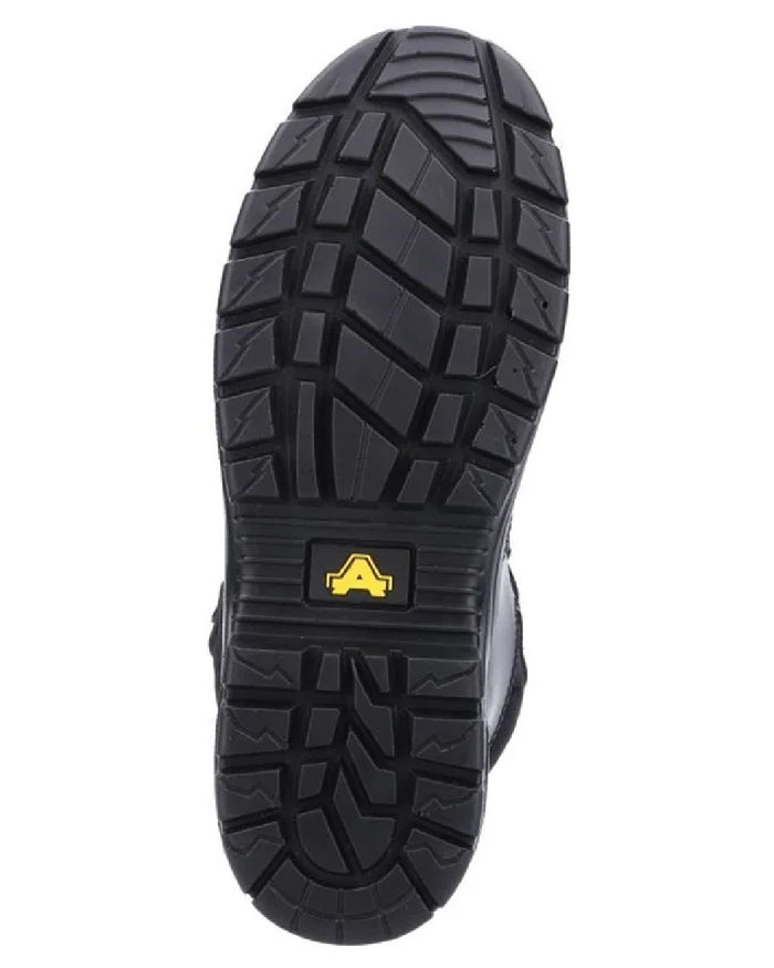 Black coloured Amblers Safety Mens AS241 Waterproof S3 SRC Safety Boots on white background #colour_black