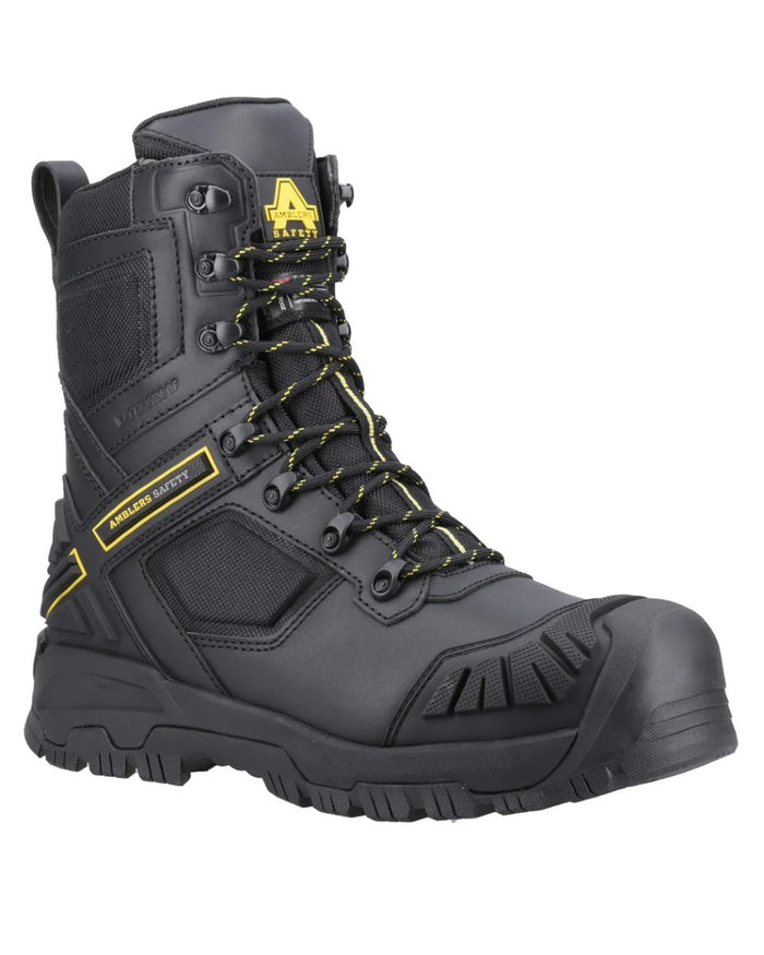 Black coloured Amblers Safety Mens AS963C Dynamite S7S SR Waterproof  Boots on white background #colour_black