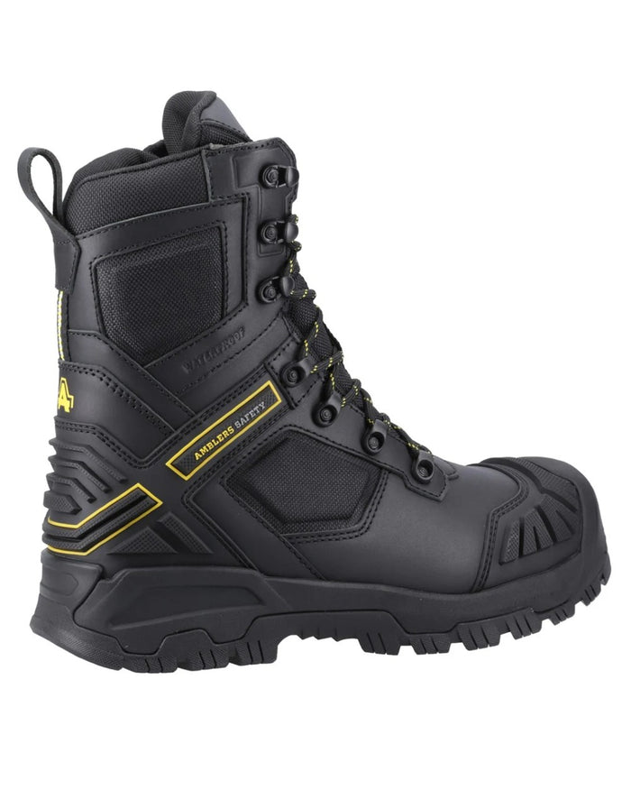 Black coloured Amblers Safety Mens AS963C Dynamite S7S SR Waterproof  Boots on white background #colour_black