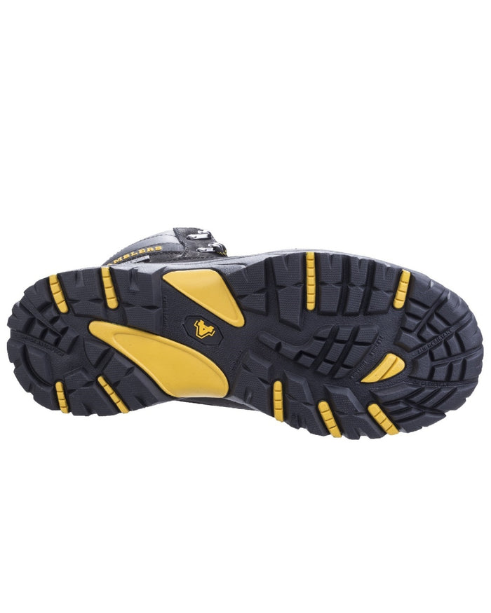 Black Coloured Amblers Safety Mens FS987 Waterproof Safety Boots Sole on a white background #colour_black