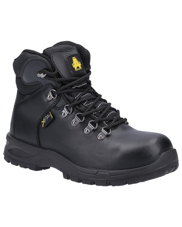 Black Coloured Amblers Safety Womens AS606 Jules Safety Boots on a white background #colour_black