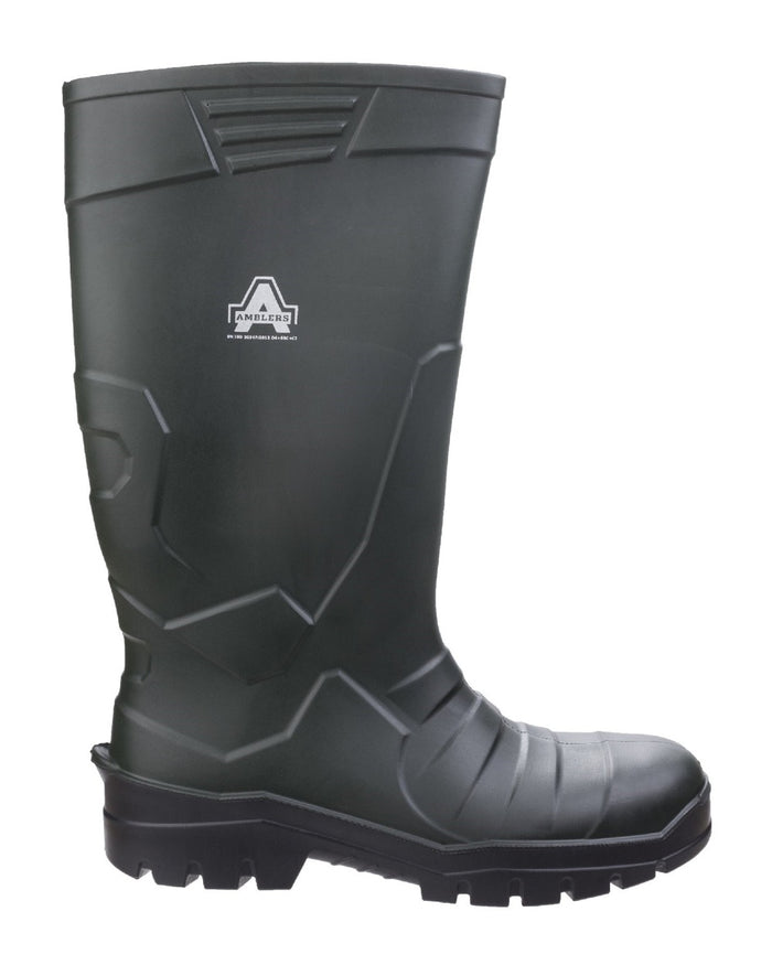 Green Coloured Amblers Teviot Heavy Duty Wellington on a white back ground #colour_green