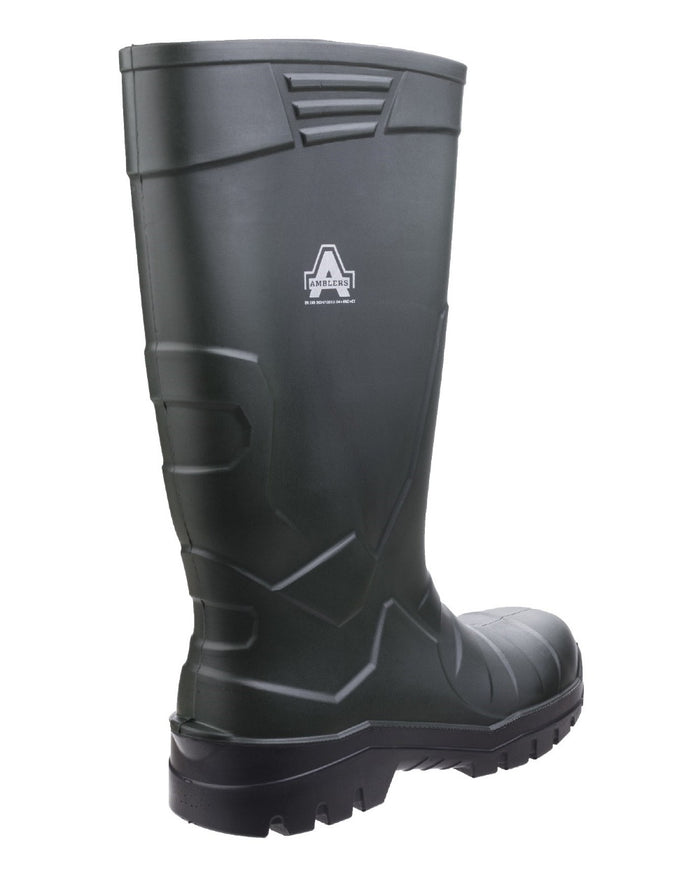 Green Coloured Amblers Teviot Heavy Duty Wellington on a white back ground #colour_green