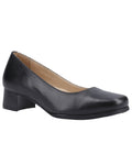 Black Coloured Amblers Walford Womens X Wide Fit Court Shoes on a white background #colour_black