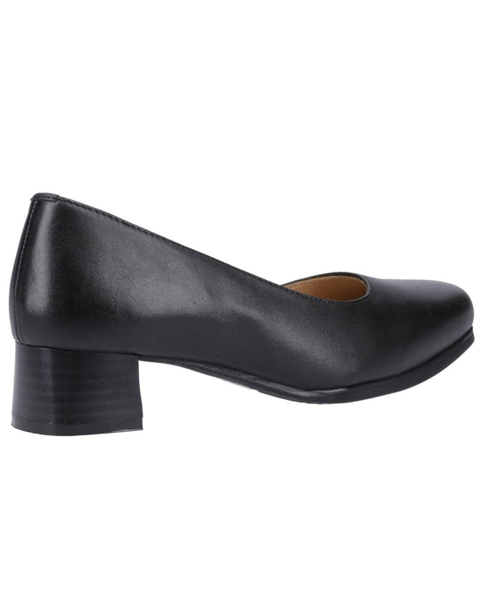 Black Coloured Amblers Walford Womens X Wide Fit Court Shoes on a white background #colour_black