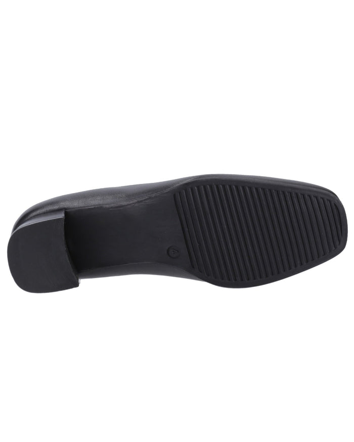 Black Coloured Amblers Walford Womens X Wide Fit Court Shoes on a white background #colour_black
