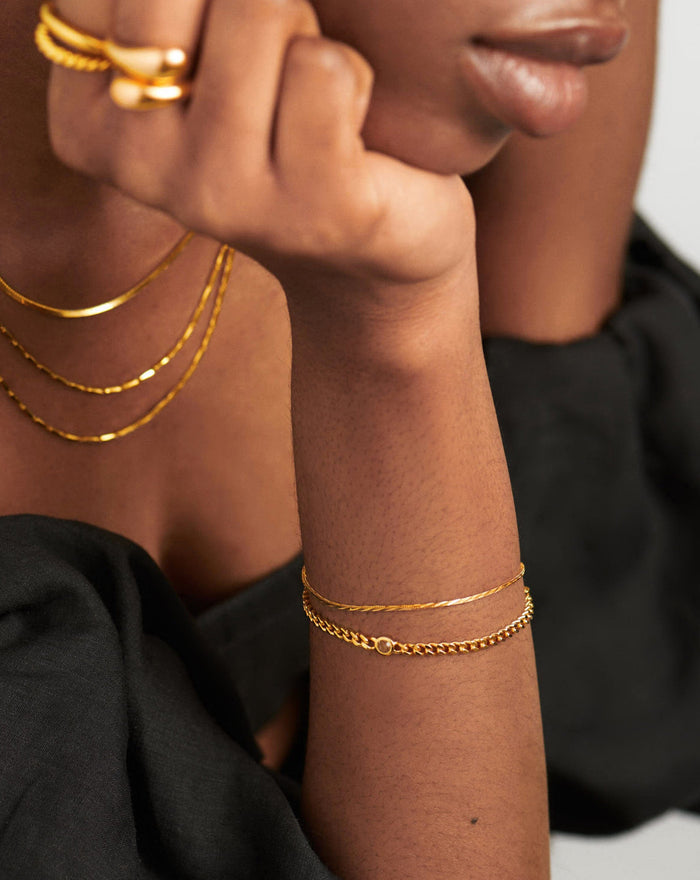 Birthstone Chain Bracelet - April | 18ct Gold Plated Vermeil/Crystal Bracelets Missoma