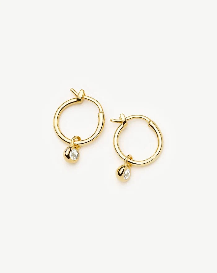 April Birthstone Mini Charm Hoop Earrings | 18ct Gold Vermeil/Crystal Earrings Missoma
