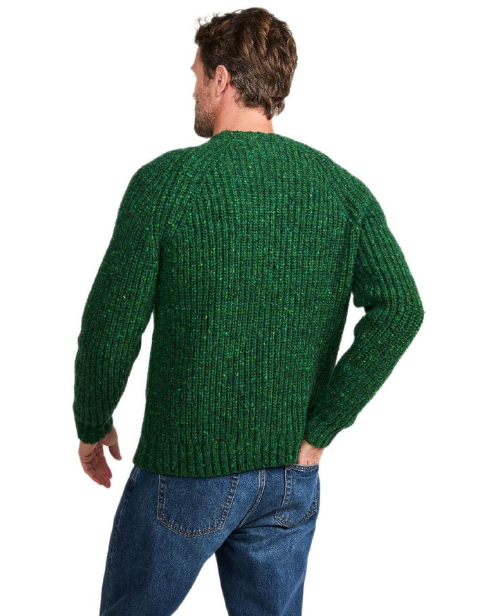 Bright Green Coloured Aran Mens Killykeen Fisherman Ribbed Crew on white background #colour_bright-green