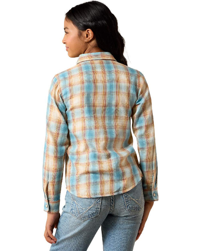 Multi coloured Ariat Creekside Western Snap Shirt on beige background #colour_multi