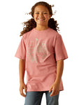 Dusty Rose coloured Ariat Childrens Farm Scene Short Sleeve T-Shirt on white background #colour_dusty-rose