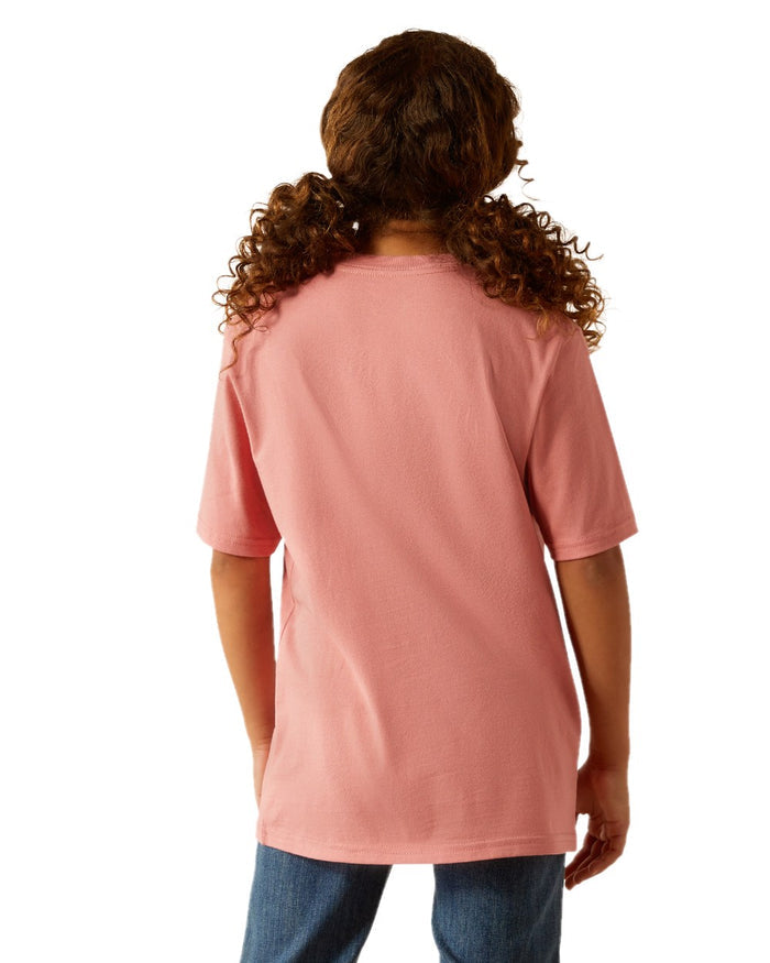 Dusty Rose coloured Ariat Childrens Farm Scene Short Sleeve T-Shirt on white background #colour_dusty-rose