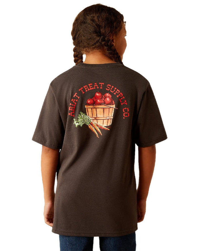 Vintage Black coloured Ariat Childrens Treat Supply T-Shirt on white background #colour_vintage-black