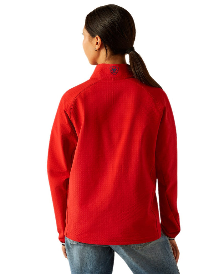 Weg Red Coloured Ariat Childrens Versa Team Jacket on white background #colour_weg-red