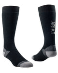 Black Coloured Ariat  Country Performance Merino Socks On A White Background #colour_black