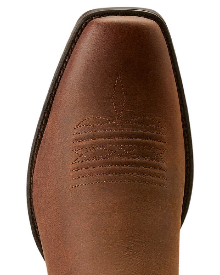Rough Tan Coloured Ariat Mens Booker Ultra Square Toe Western Boot on white background #colour_rough-tan