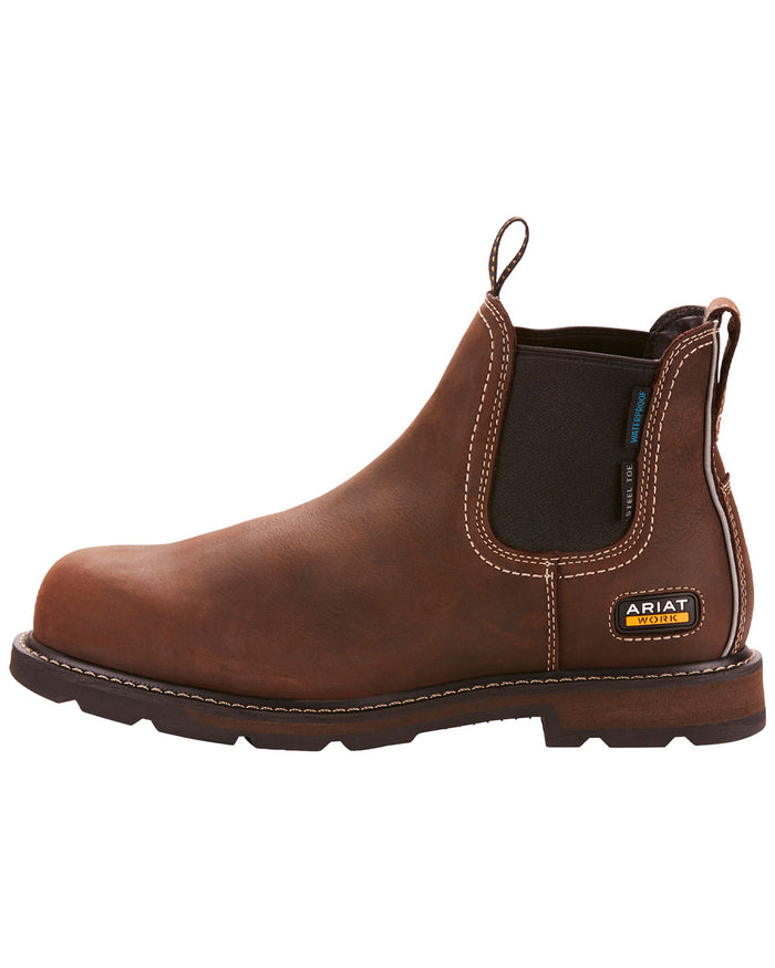Dark Brown coloured Ariat Mens Groundbreaker Safety Steel Toe Work Boots on White background #colour_dark-brown