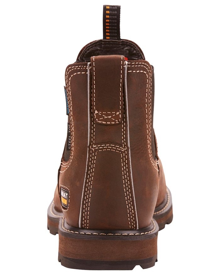 Dark Brown coloured Ariat Mens Groundbreaker Safety Steel Toe Work Boots on White background #colour_dark-brown