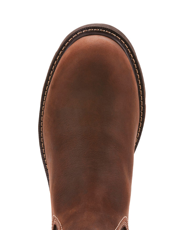 Dark Brown coloured Ariat Mens Groundbreaker Safety Steel Toe Work Boots on White background #colour_dark-brown