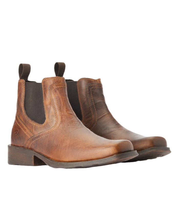 Barn Brown Coloured Ariat Mens Midtown Rambler Western Boots on White background #colour_barn-brown