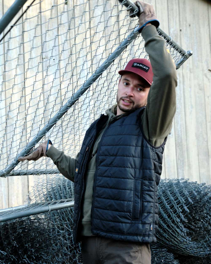 Grape Leaf Dried Herb coloured Ariat Mens Rebar Graphic Hoodie Clearance on worksite background #colour_grape-leaf-dried-herb
