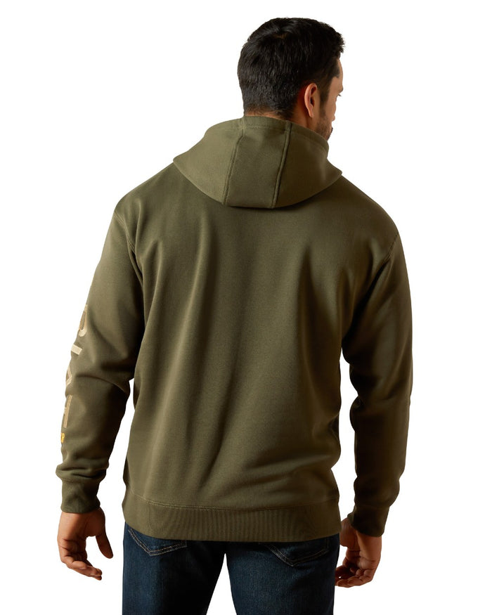 Grape Leaf Dried Herb coloured Ariat Mens Rebar Graphic Hoodie Clearance on white background #colour_grape-leaf-dried-herb