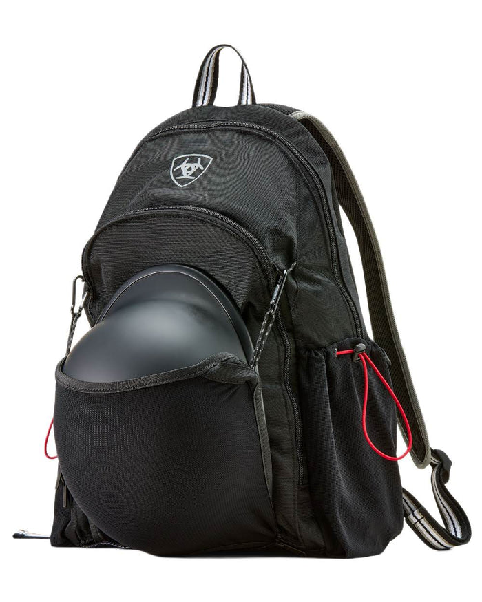 Black coloured Ariat Stride Backpack on white background #colour_black