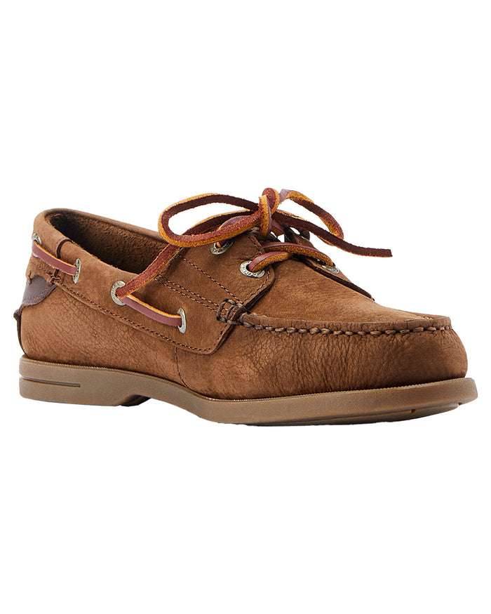 Chocolate Brown coloured Ariat Womens Antigua Boat Shoes on White background #colour_chocolate-brown