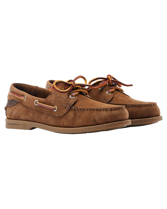 Chocolate Brown coloured Ariat Womens Antigua Boat Shoes on White background #colour_chocolate-brown