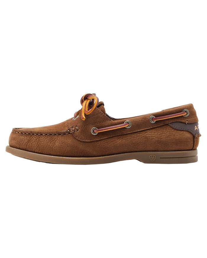 Chocolate Brown coloured Ariat Womens Antigua Boat Shoes on White background #colour_chocolate-brown