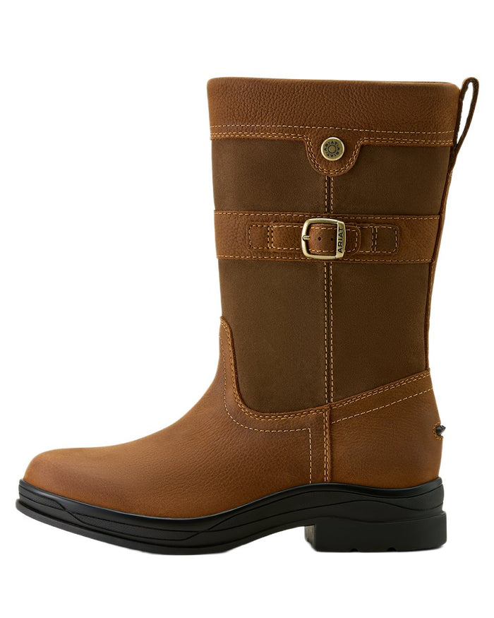 Baked Brown coloured Ariat Womens Bampton Waterproof Boots on white background #colour_baked-brown