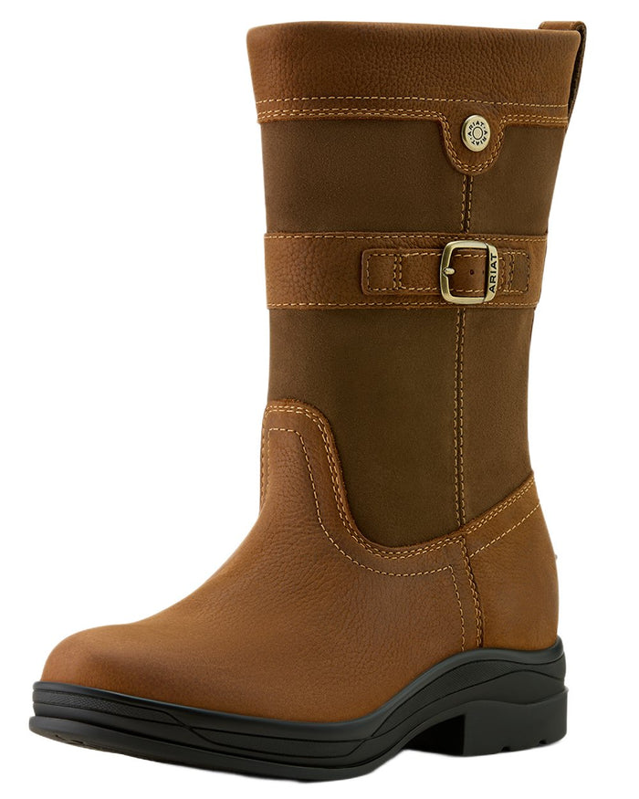 Baked Brown coloured Ariat Womens Bampton Waterproof Boots on white background #colour_baked-brown