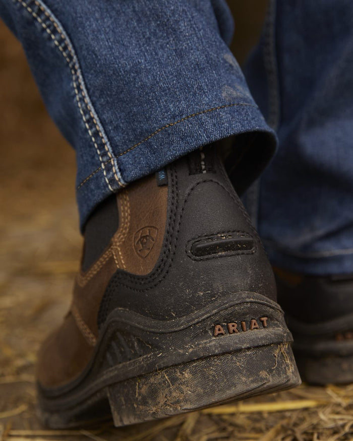 Antique Brown coloured Ariat Womens Barnyard Twin Gore II Waterproof Boot on grassy background #colour_antique-brown