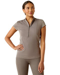 Plum Grey coloured Ariat Womens Breathe Quarter Zip Baselayer on white background #colour_plum-grey
