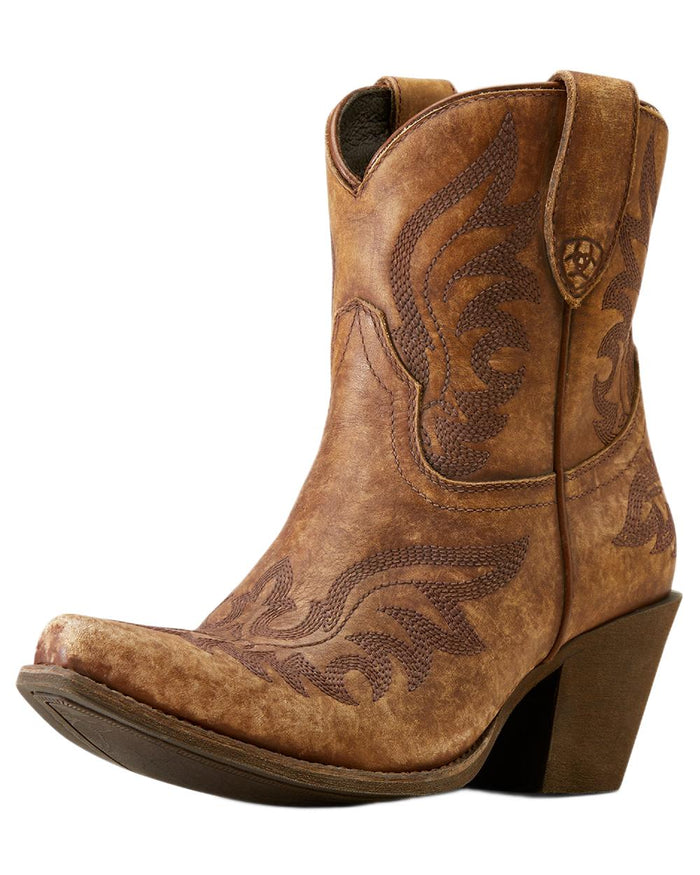 Naturally Distressed Brown coloured Ariat Womens Chandler X Toe Western Boots on white background #colour_naturally-distressed-brown