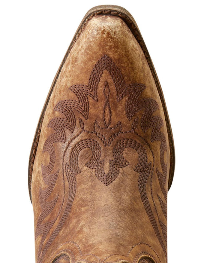 Naturally Distressed Brown coloured Ariat Womens Chandler X Toe Western Boots on white background #colour_naturally-distressed-brown