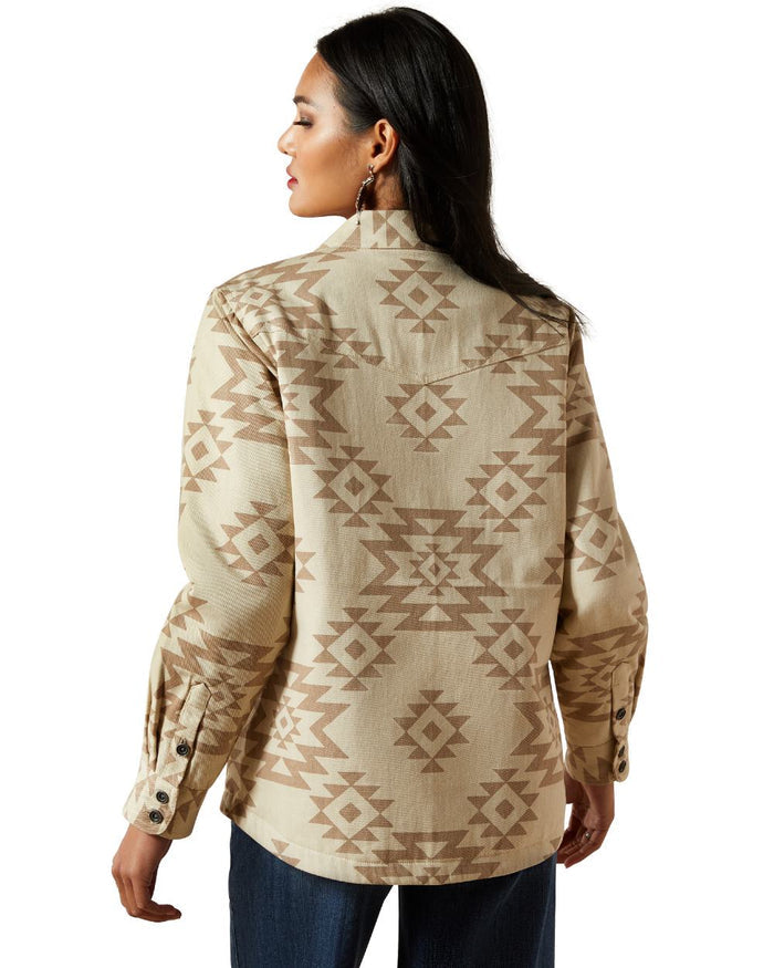 Puebla Print Coloured Ariat Womens Clovis Insulated Shirt Jacket on white background #colour_puebla-print
