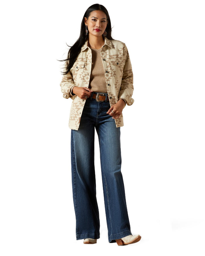 Puebla Print Coloured Ariat Womens Clovis Insulated Shirt Jacket on white background #colour_puebla-print