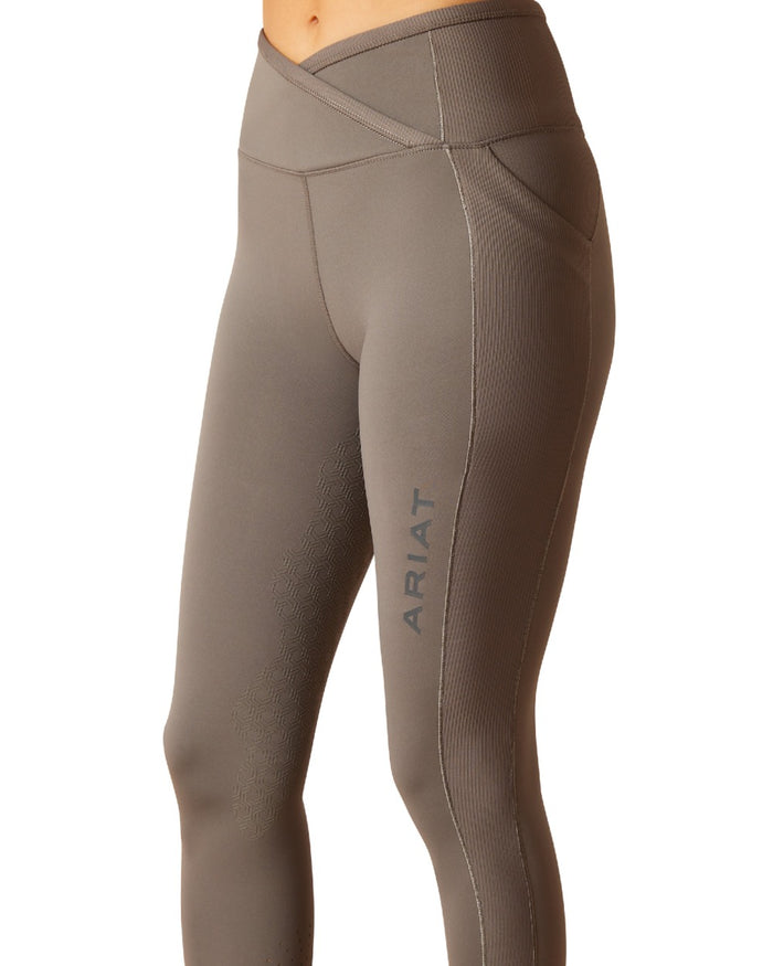 Plum Grey Coloured Ariat Womens Eos Chic Half Grip Tights on white background #colour_plum-grey