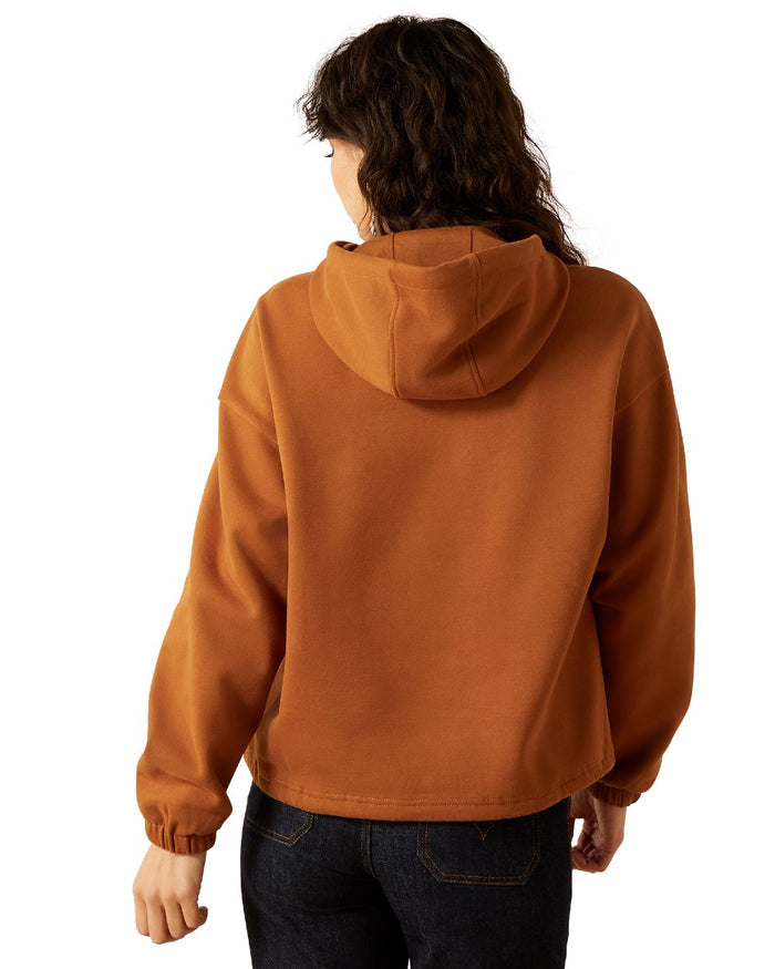 Glazed Ginger Coloured Ariat Womens Essential Sendero Slow Horses Hoodie on white background #colour_glazed-ginger