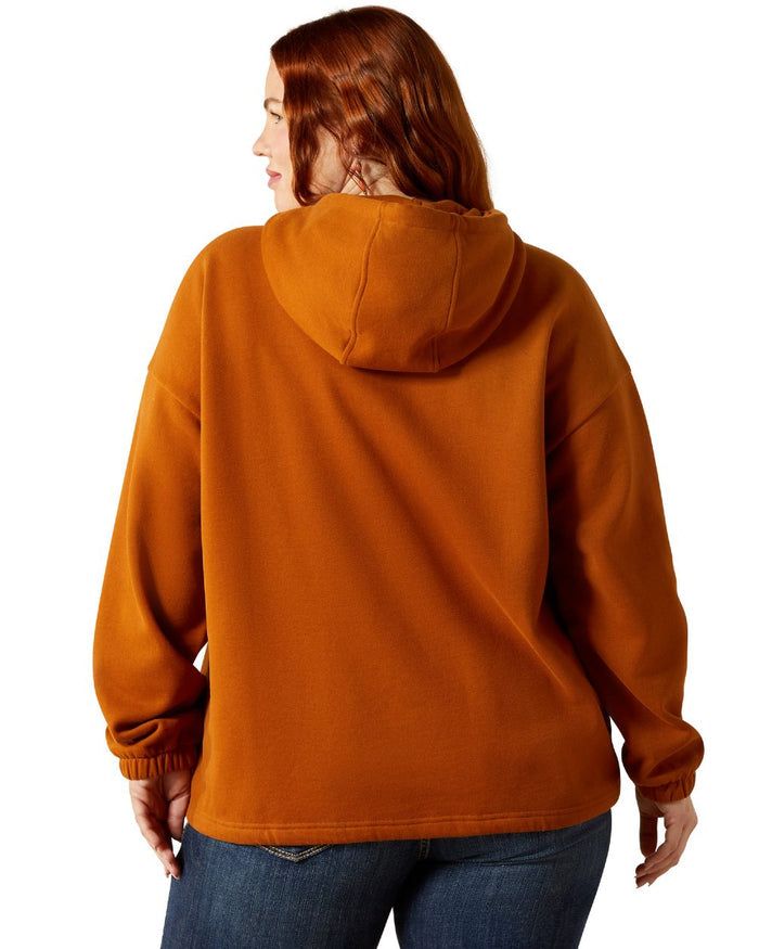 Glazed Ginger Coloured Ariat Womens Essential Sendero Slow Horses Hoodie on white background #colour_glazed-ginger
